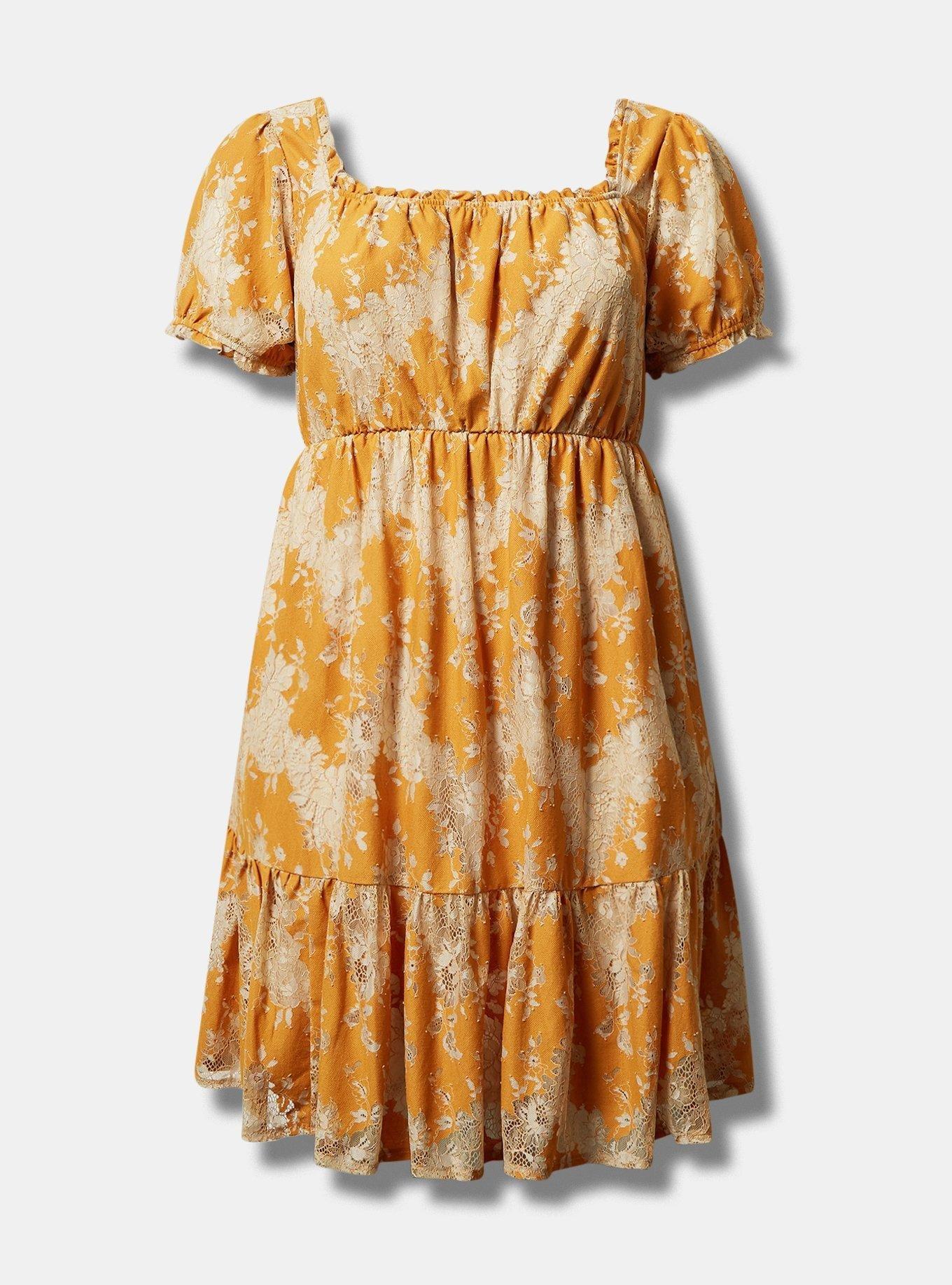 Plus Size - Mini Two Tone Lace Tiered Babydoll Dress - Torrid