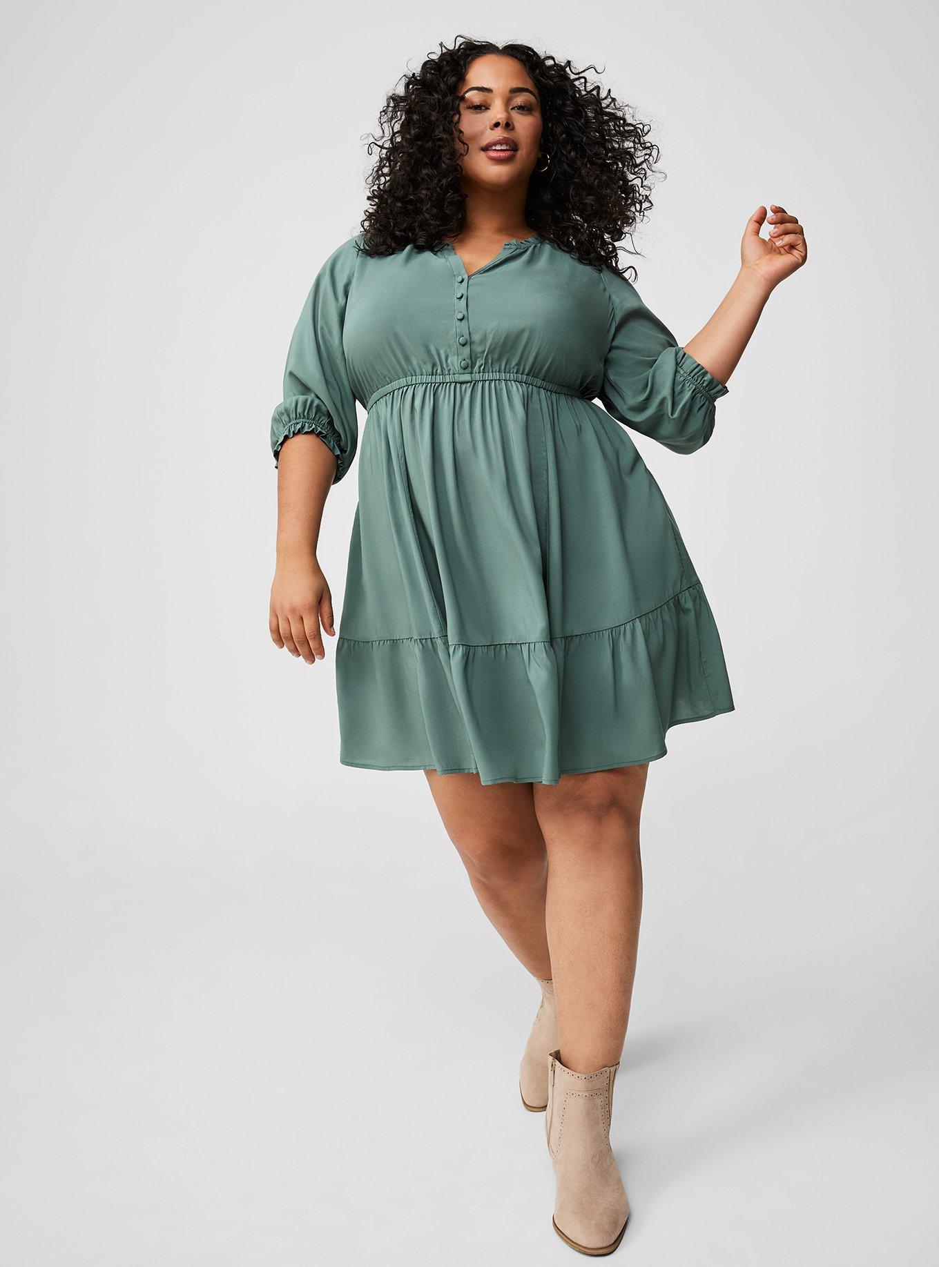 plus size green shirt dress Cooling Stretch Cupro Savannah Dress - / Forest Green- Size3XS main image 1