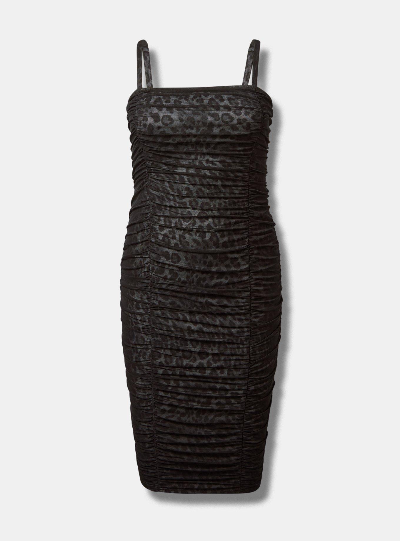midi mesh shirred bodycon dress Plus Size - Midi Mesh Shirred Bodycon Dress