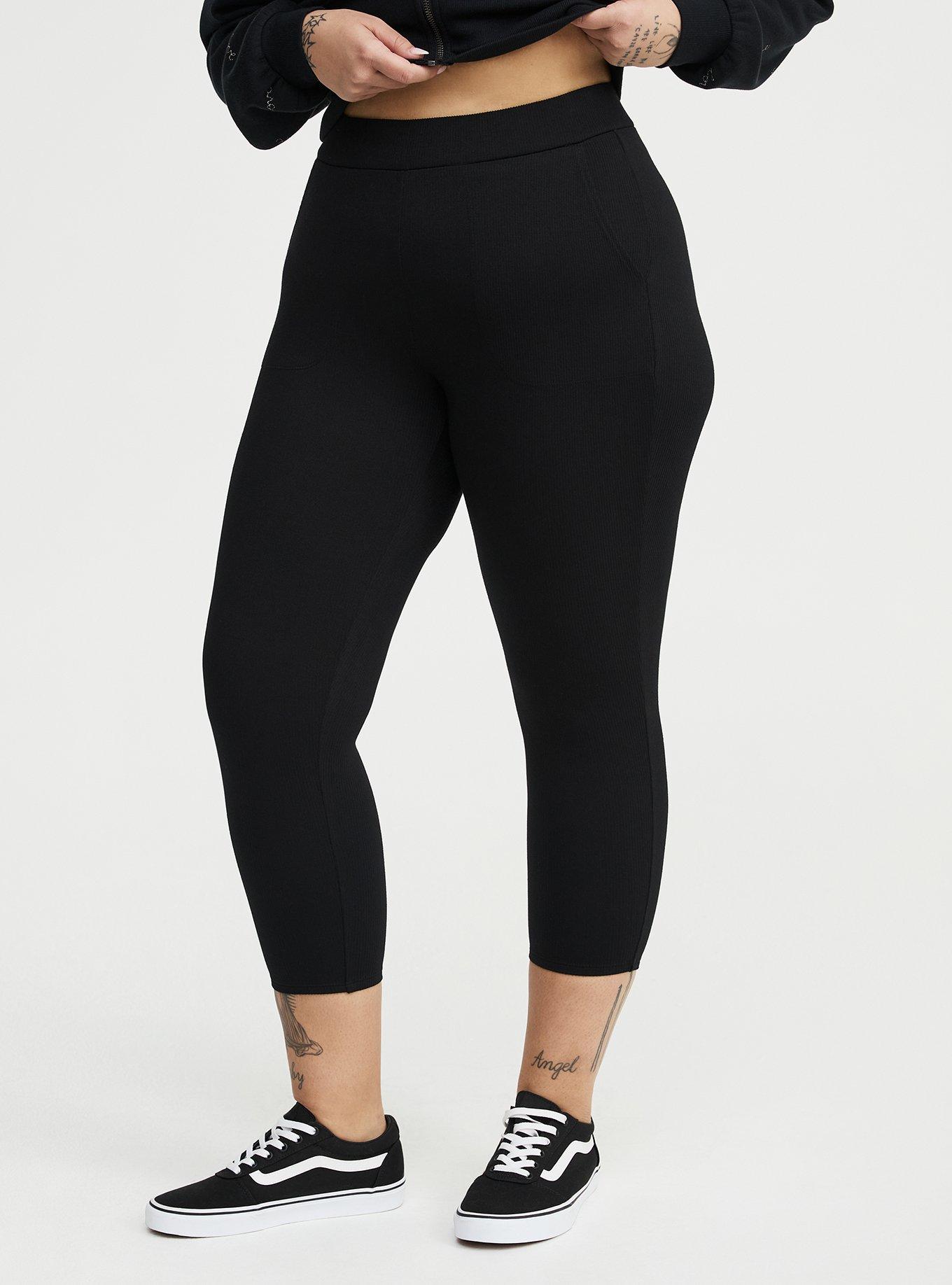 Crop Ribbed Pocket Legging, DEEP BLACK, alternate