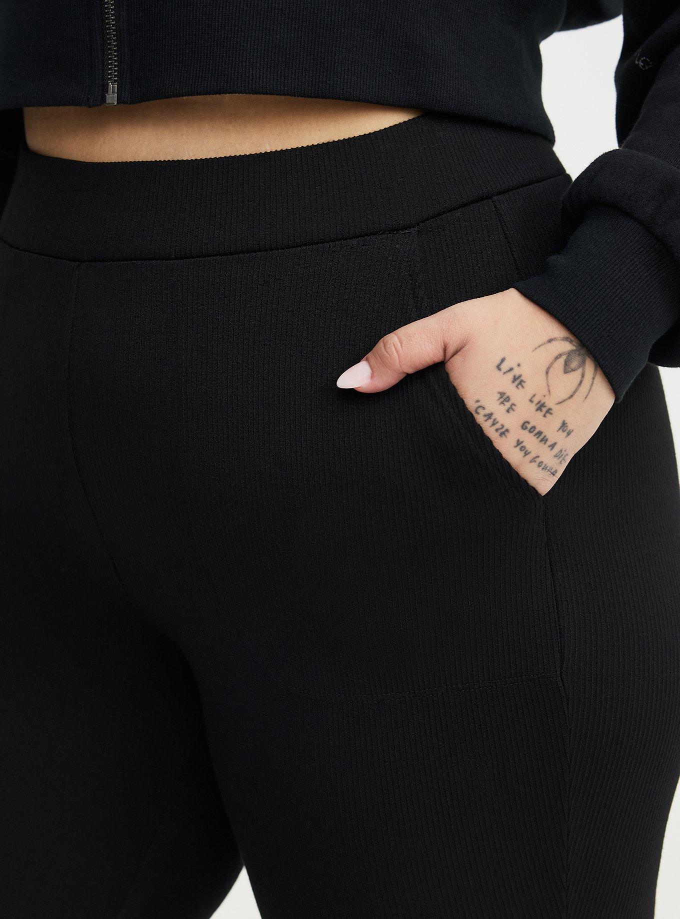 Crop Ribbed Pocket Legging, DEEP BLACK, alternate