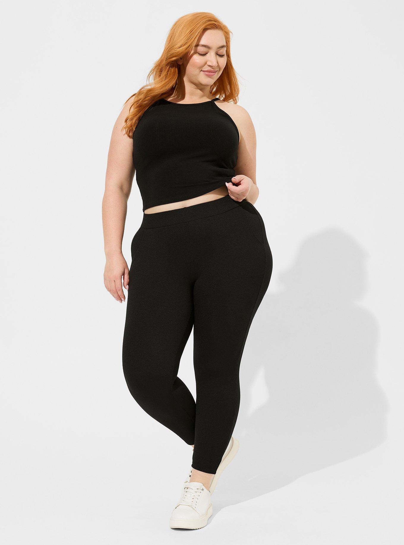 Crop Signature Waist Rib Knit Pocket Legging