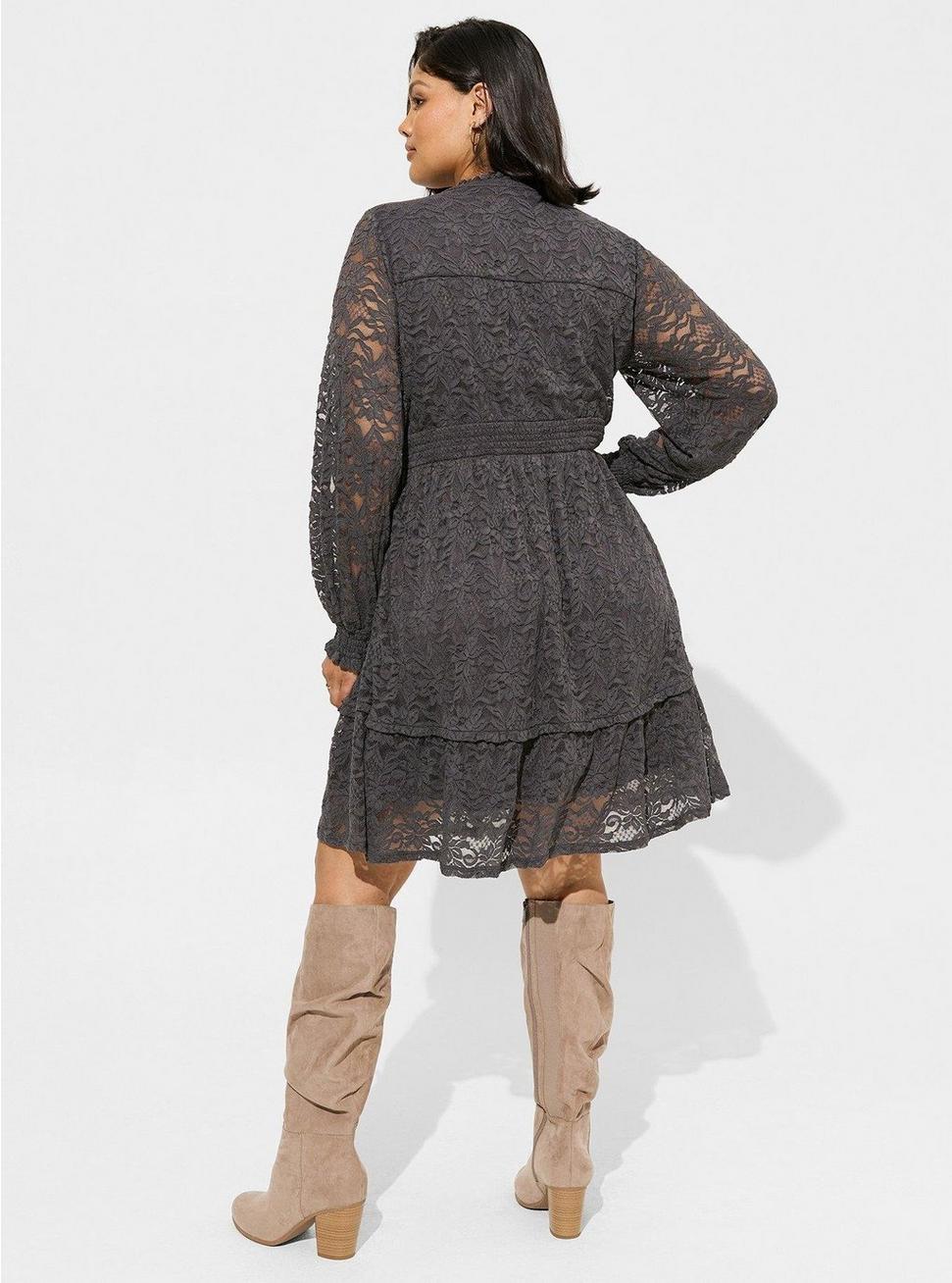 Plus Size Mini Stretch Lace Tiered Dress, PERISCOPE, alternate
