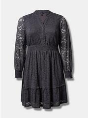 Plus Size Mini Stretch Lace Tiered Dress, PERISCOPE, hi-res