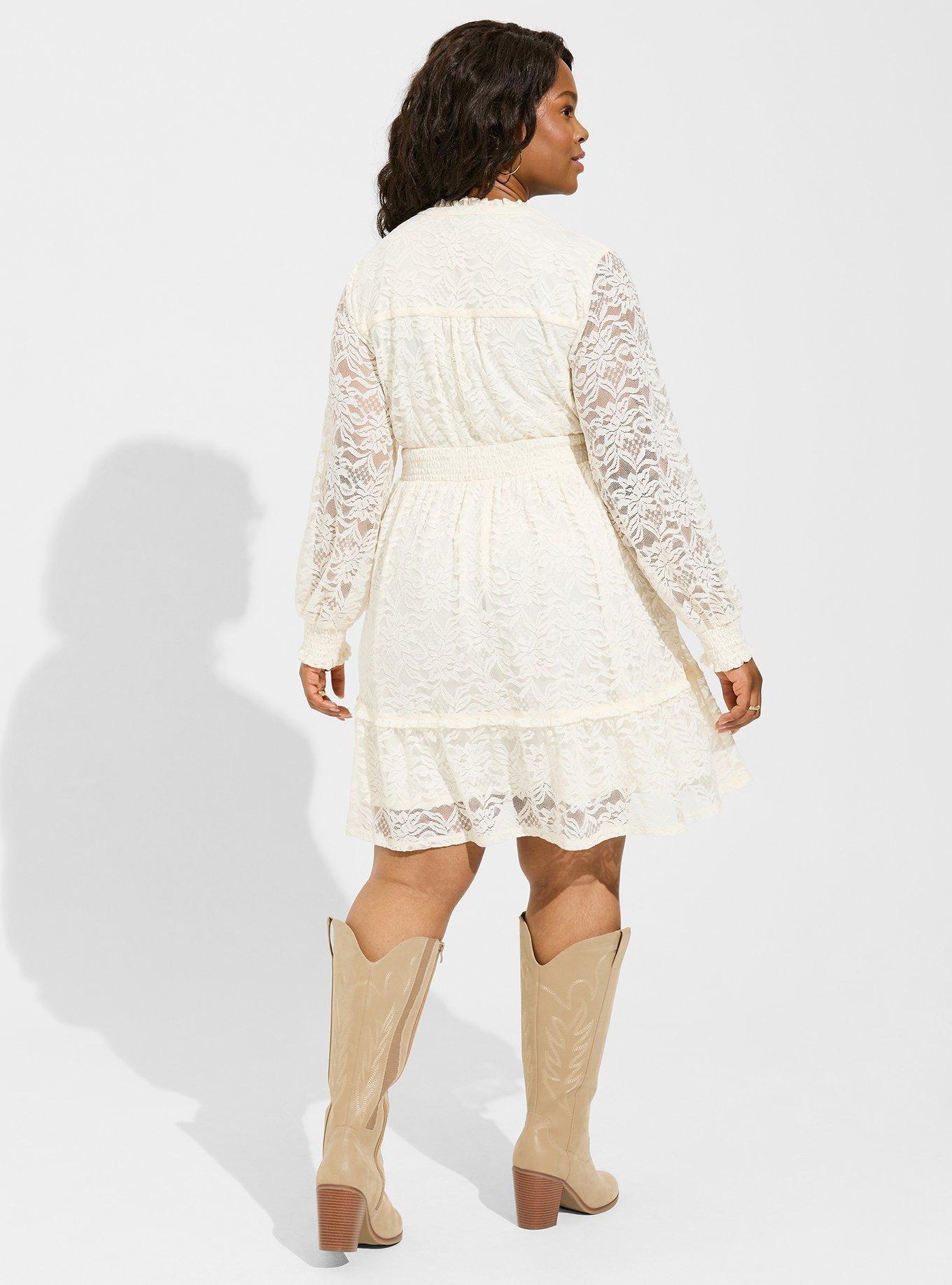 White stretch cheap lace dress