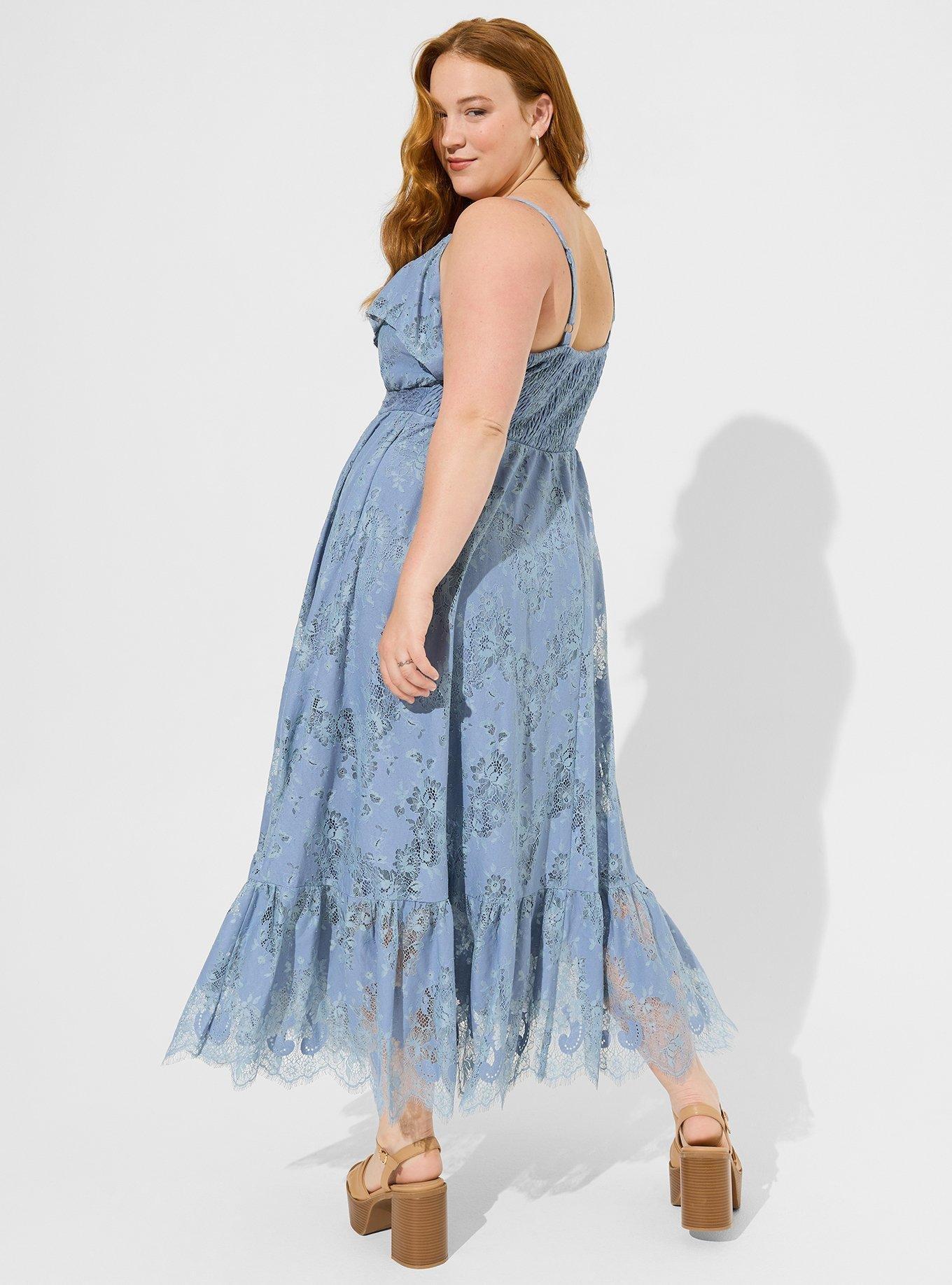 Plus Size - Maxi Two Tone Lace Tiered Hem Dress - Torrid