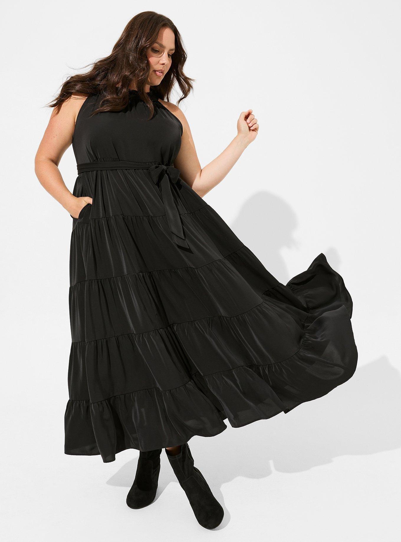 Plus Size - Tea Length Studio Crepe de Chine Dress - Torrid