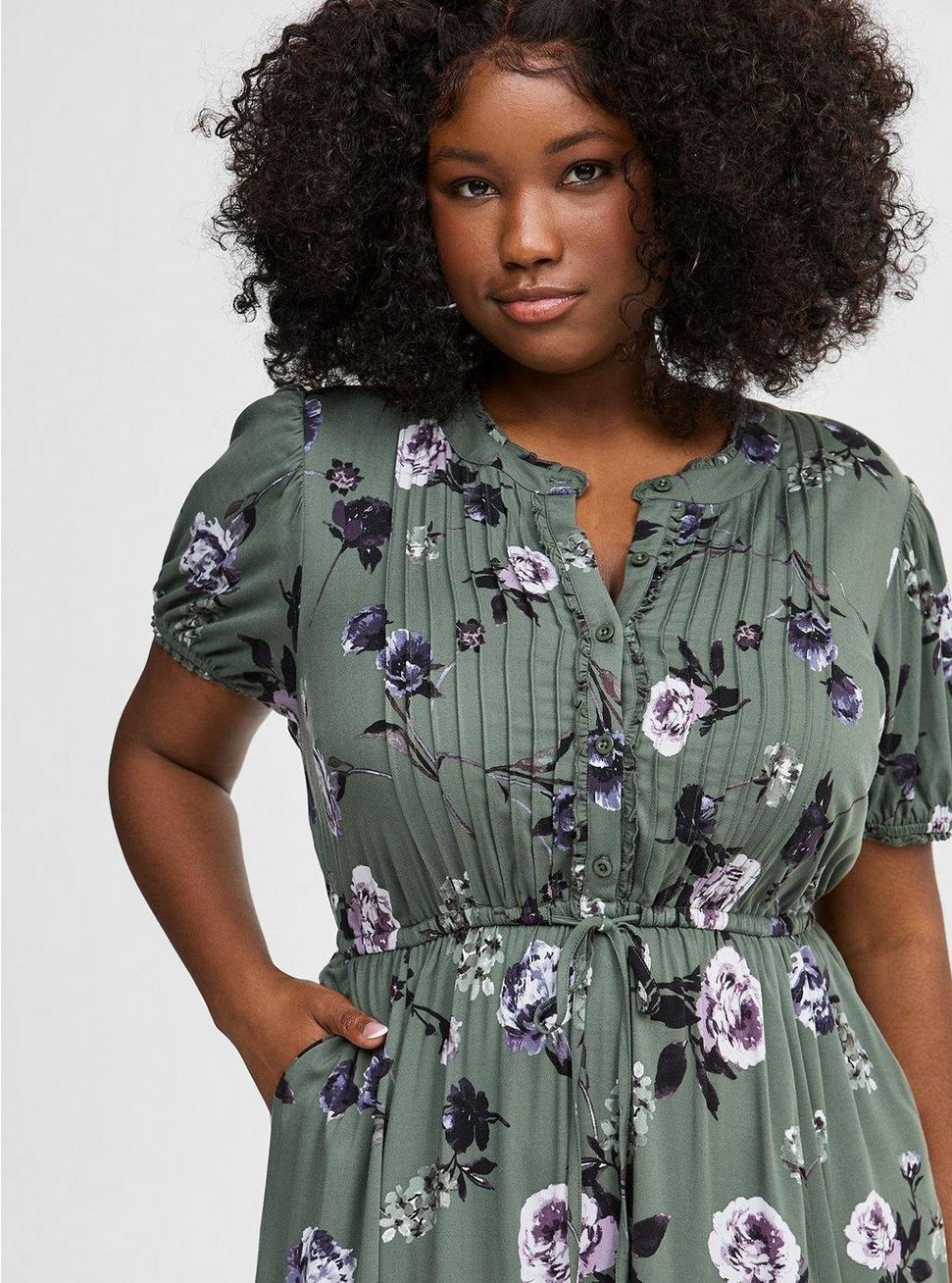 Plus Size - Maxi Stretch Challis Pintuck Tiered Dress - Torrid Plus Size - Maxi Stretch Challis Pintuck Tiered Dress - Torrid