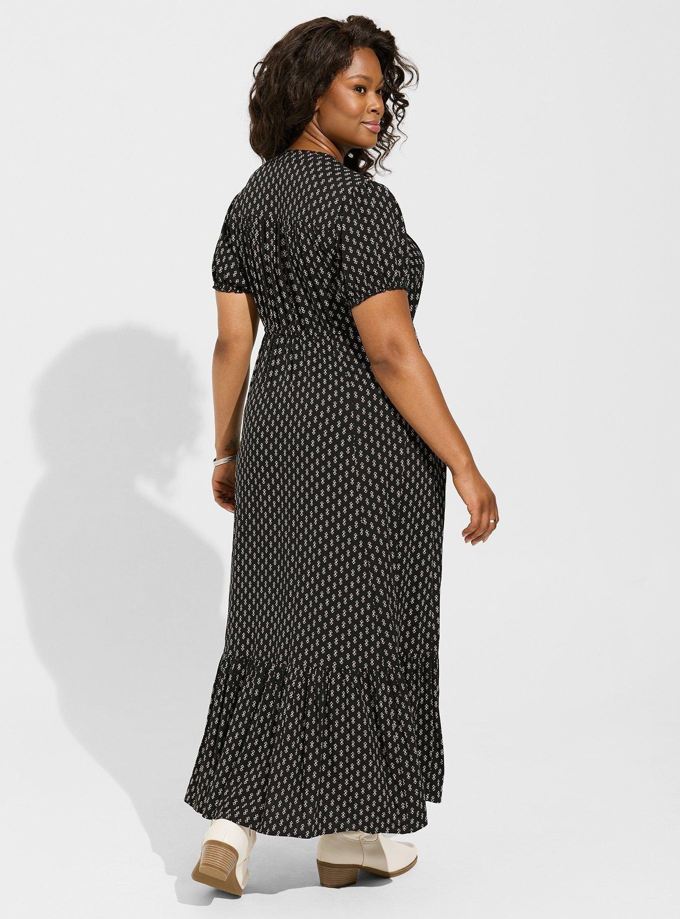 Maxi Stretch Challis Pintuck Tiered Dress