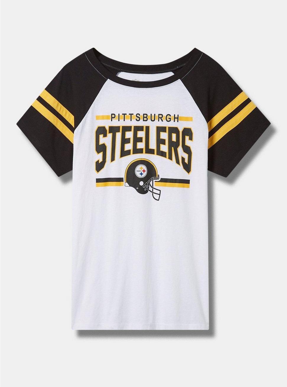 Plus Size NFL Pittsburgh Steelers Classic Fit Cotton Boatneck Varsity Tee, BRIGHT WHITE, hi-res