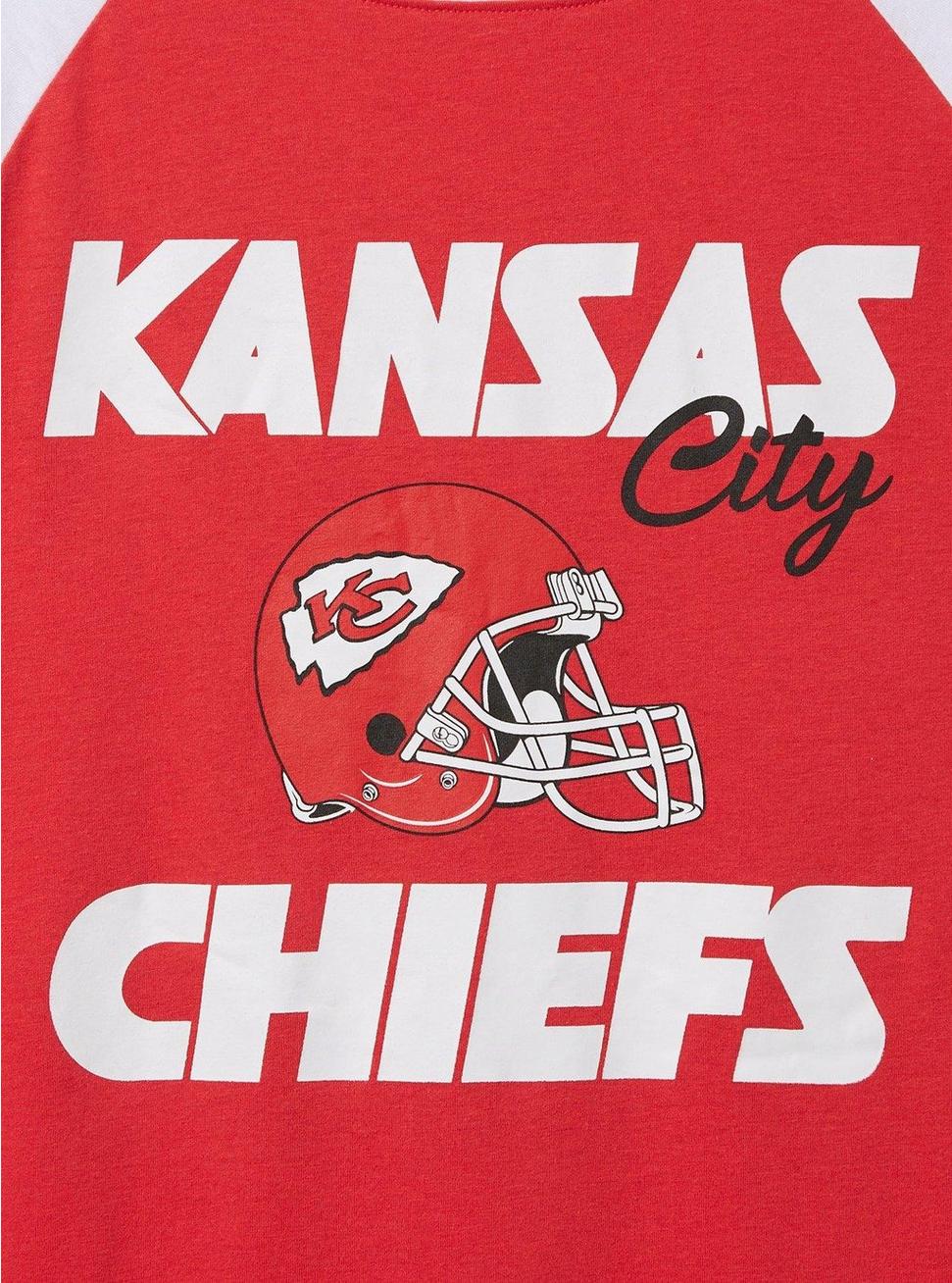 Plus Size NFL Kansas City Chiefs Classic Fit Cotton Boatneck Varsity Tee, RED, alternate
