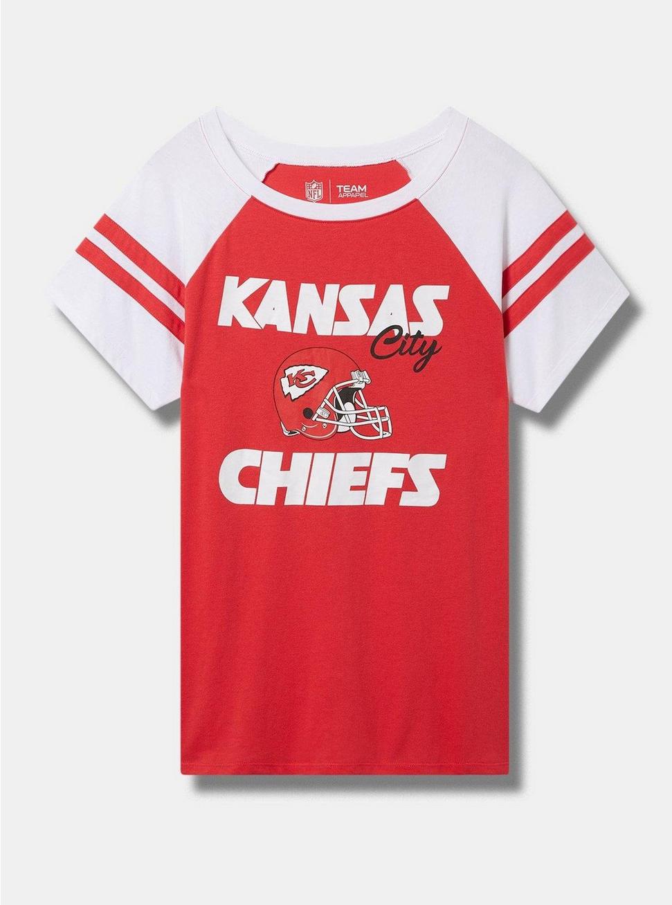 Plus Size NFL Kansas City Chiefs Classic Fit Cotton Boatneck Varsity Tee, RED, hi-res