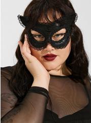 Plus Size Halloween Lace Cat Eye Mask , , alternate