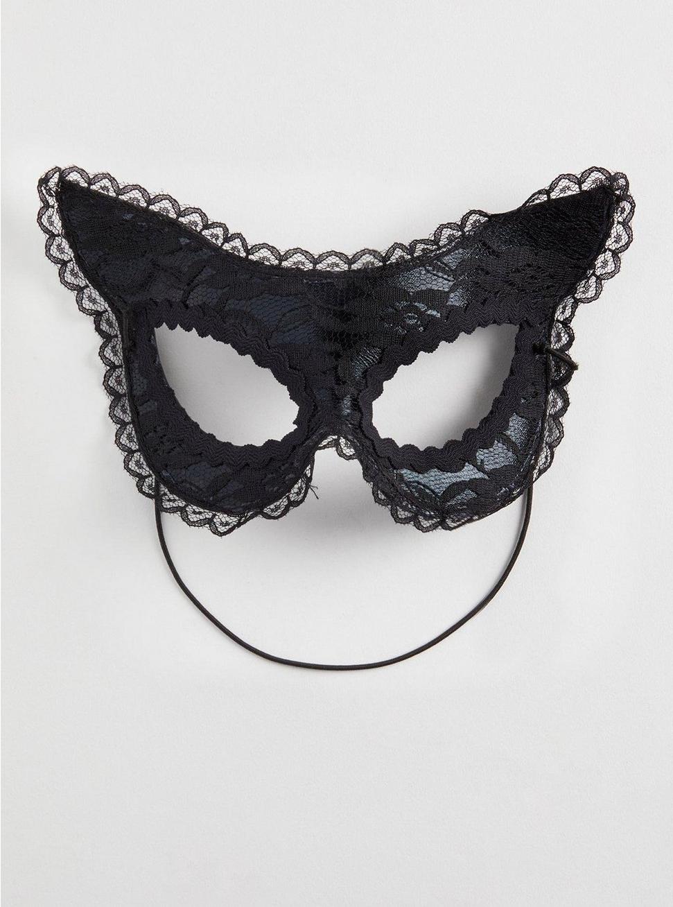 Plus Size Halloween Lace Cat Eye Mask , , hi-res