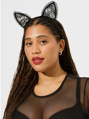 Halloween Lace Cat Ear Headband, , alternate