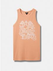Be Free Fitted Cotton Modal Rib Crew Neck Tank, PEACH BLOOM, hi-res
