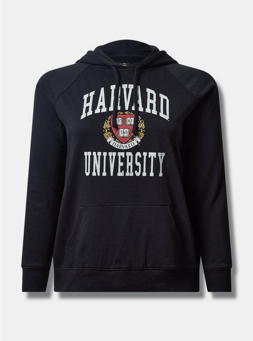 Plus Size Harvard Cozy Fleece Hoodie, DEEP BLACK, hi-res