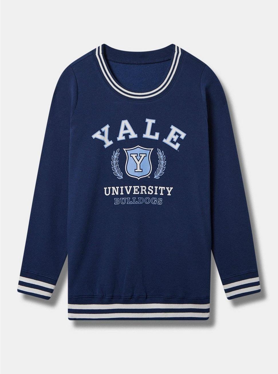 Yale Cozy Fleece Banded V-Neck Sweatshirt, MEDIEVAL BLUE, hi-res