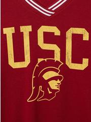 USC Cozy Fleece Banded V-Neck Sweatshirt, RHUBARB, alternate