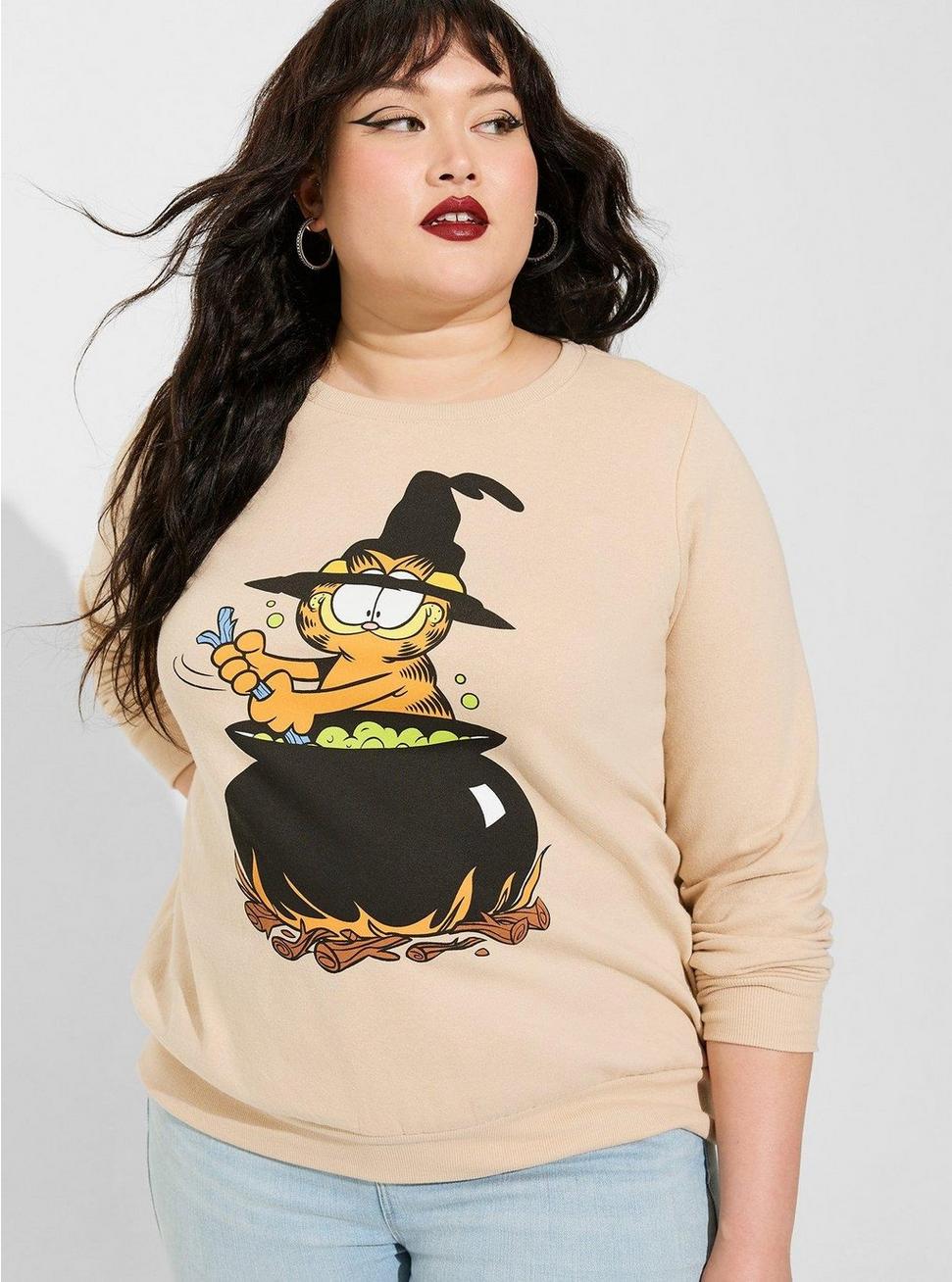 Plus Size Garfield Cozy Fleece Sweatshirt, IVORY, alternate