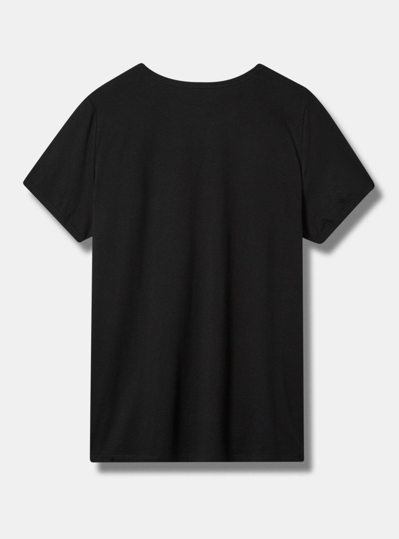 Plus Size Wednesday Classic Fit Cotton Ringer Tee, DEEP BLACK, alternate