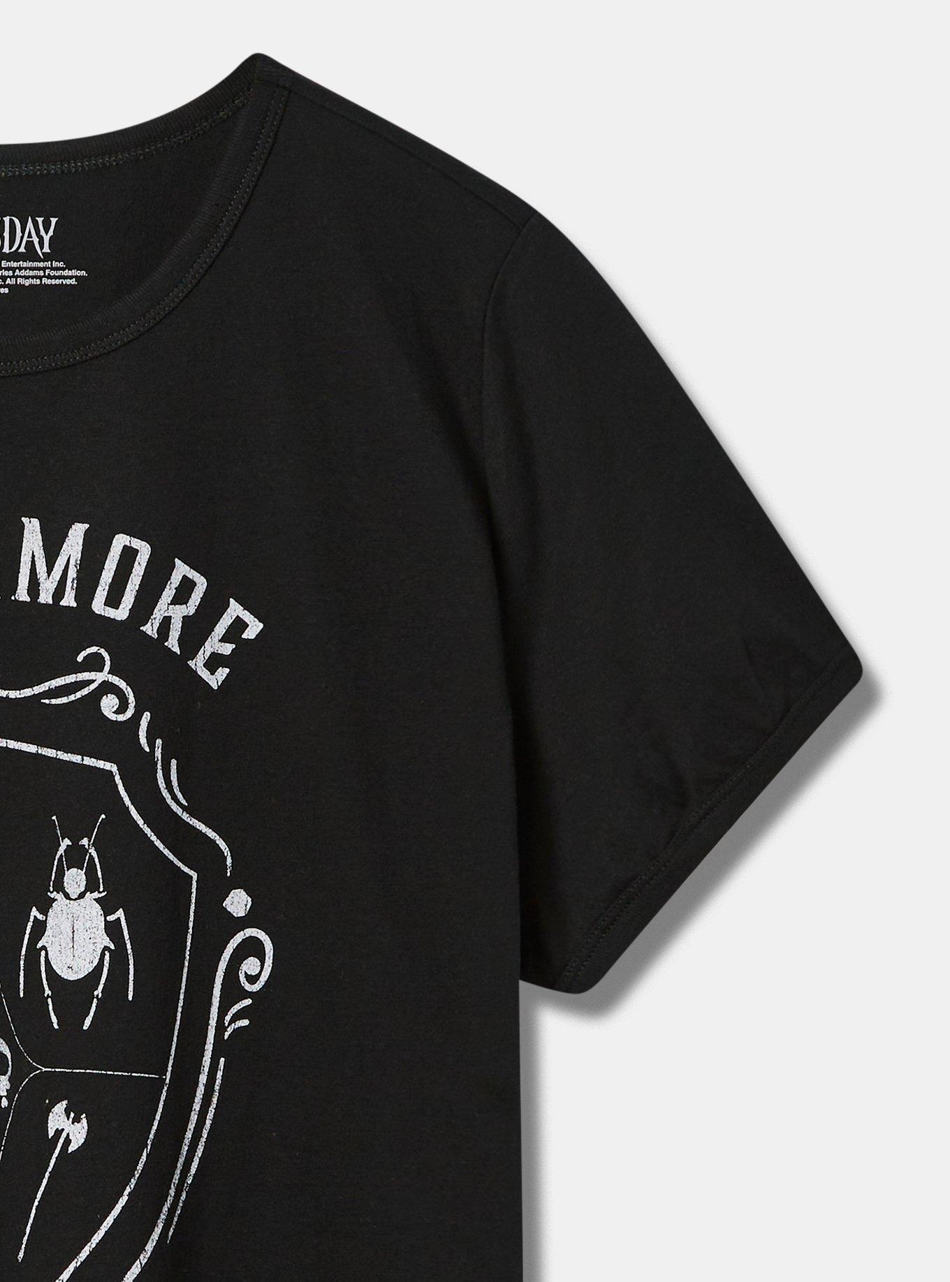 Plus Size Wednesday Classic Fit Cotton Ringer Tee, DEEP BLACK, alternate