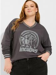 Plus Size Incubus Classic Fit Cotton Banded V-Neck Crop Tee, PERISCOPE, hi-res