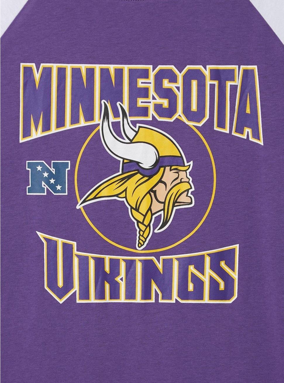 Plus Size NFL Minnesota Vikings Classic Fit Cotton Boatneck Varsity Tee, PURPLE, alternate