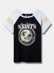 Plus Size NFL New Orleans Saints Classic Fit Cotton Boatneck Varsity Tee, DEEP BLACK, hi-res