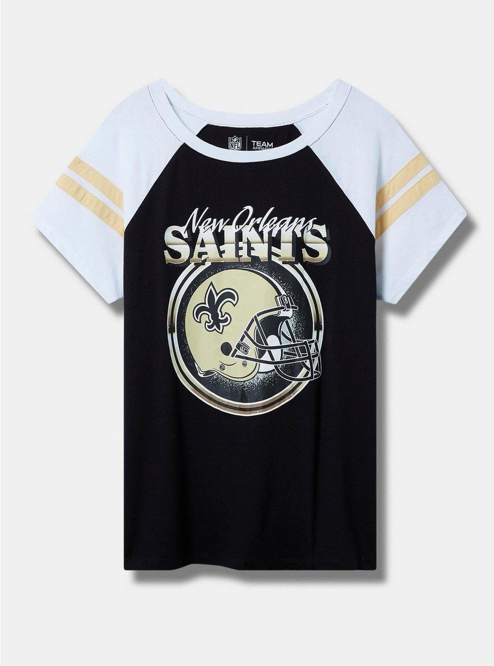 Plus Size NFL New Orleans Saints Classic Fit Cotton Boatneck Varsity Tee, DEEP BLACK, hi-res