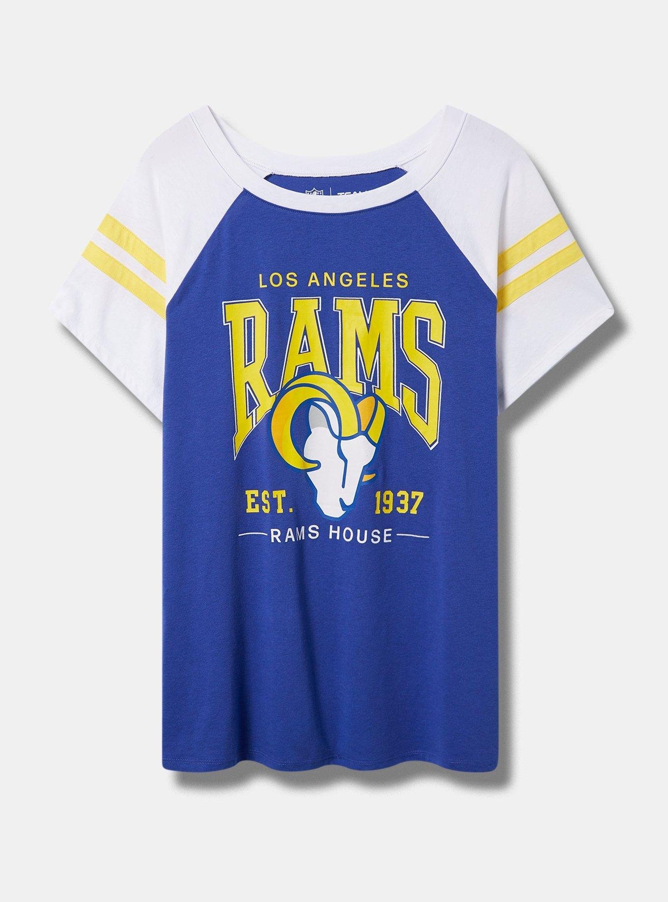 Plus Size - NFL Los Angeles Rams Classic Fit Cotton Boatneck Varsity ...