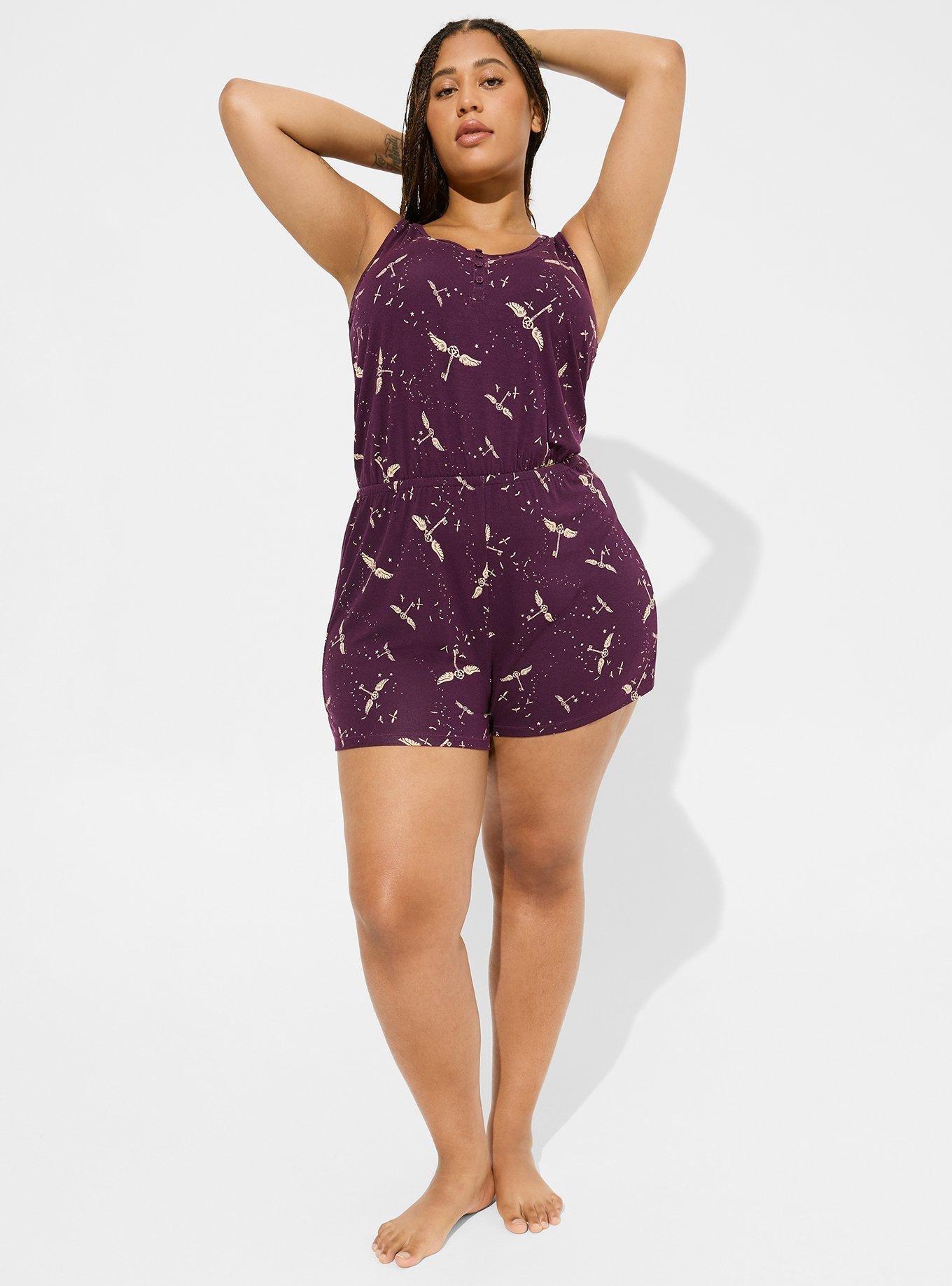 Plus Size - Warner Bros Harry Potter Super Soft Henley Romper - Torrid
