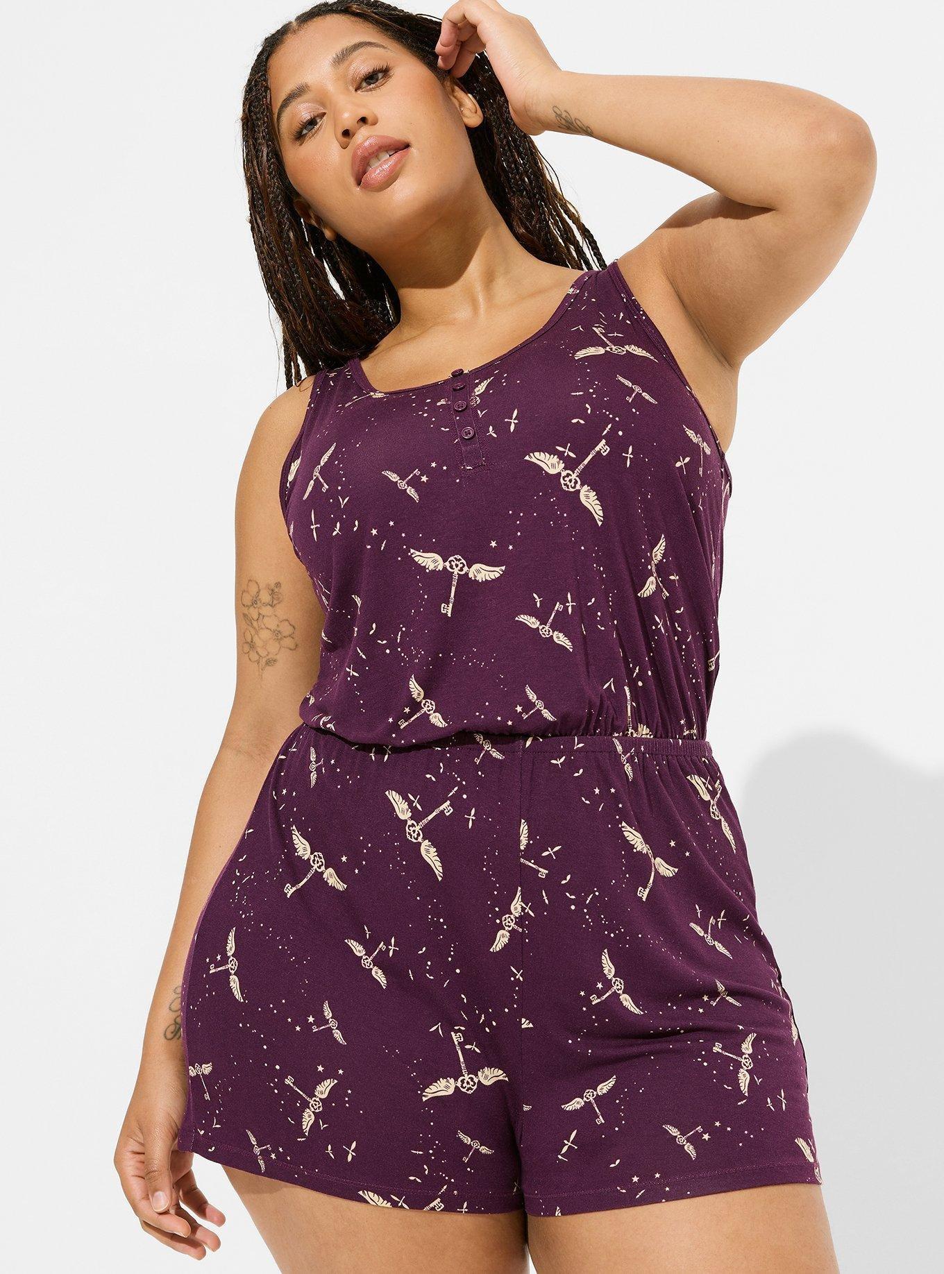 Plus Size - Warner Bros Harry Potter Super Soft Henley Romper - Torrid