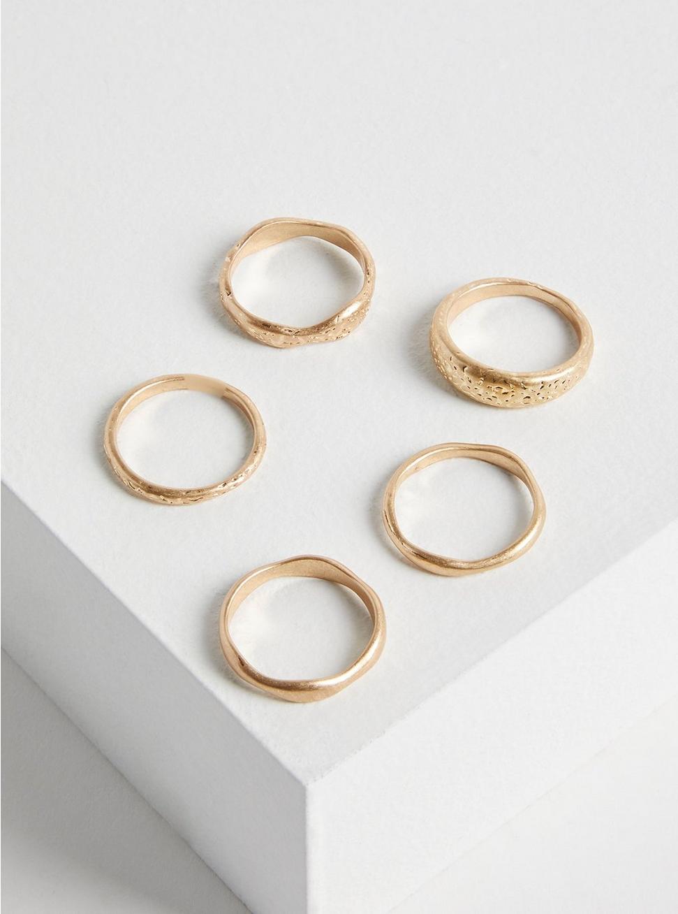 Hammered Ring Set, GOLD, hi-res