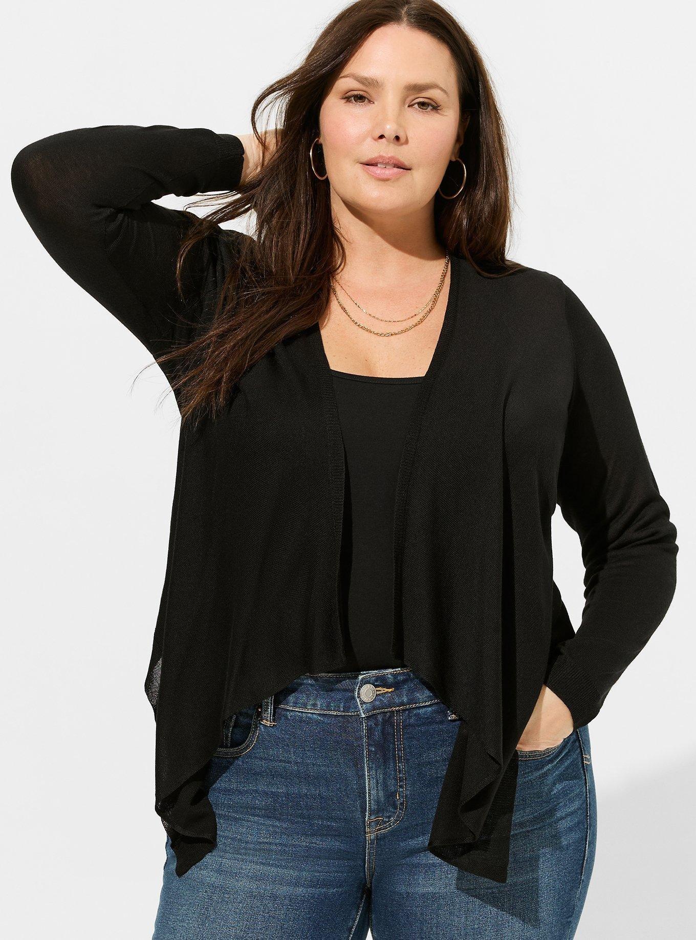 Tissue Weight Cardigan Drape Front Sweater