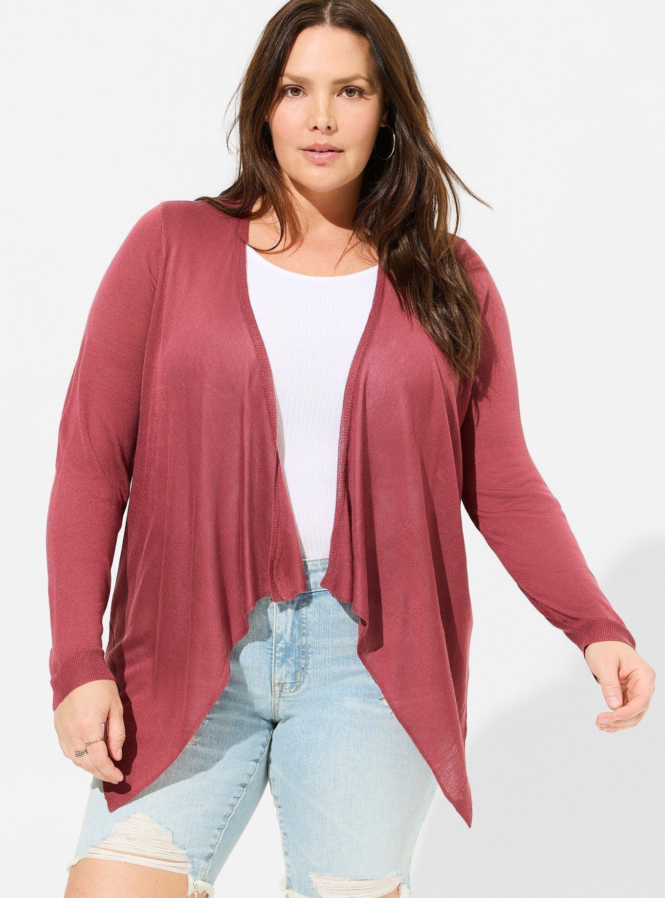Plus Size Tissue Weight Cardigan Drape Front Sweater Torrid