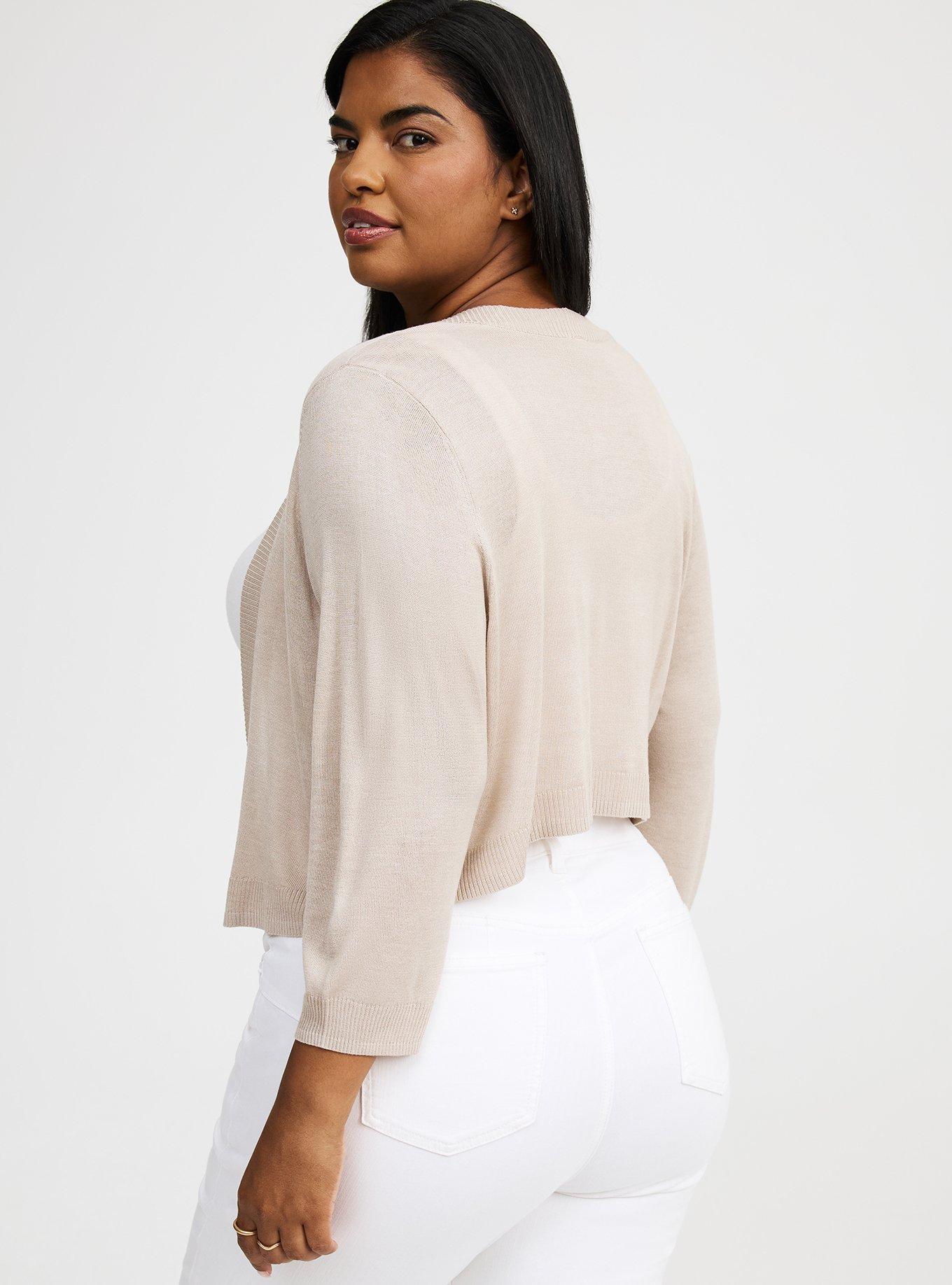 Tissue Weight 3/4 Sleeve Shrug Sweater