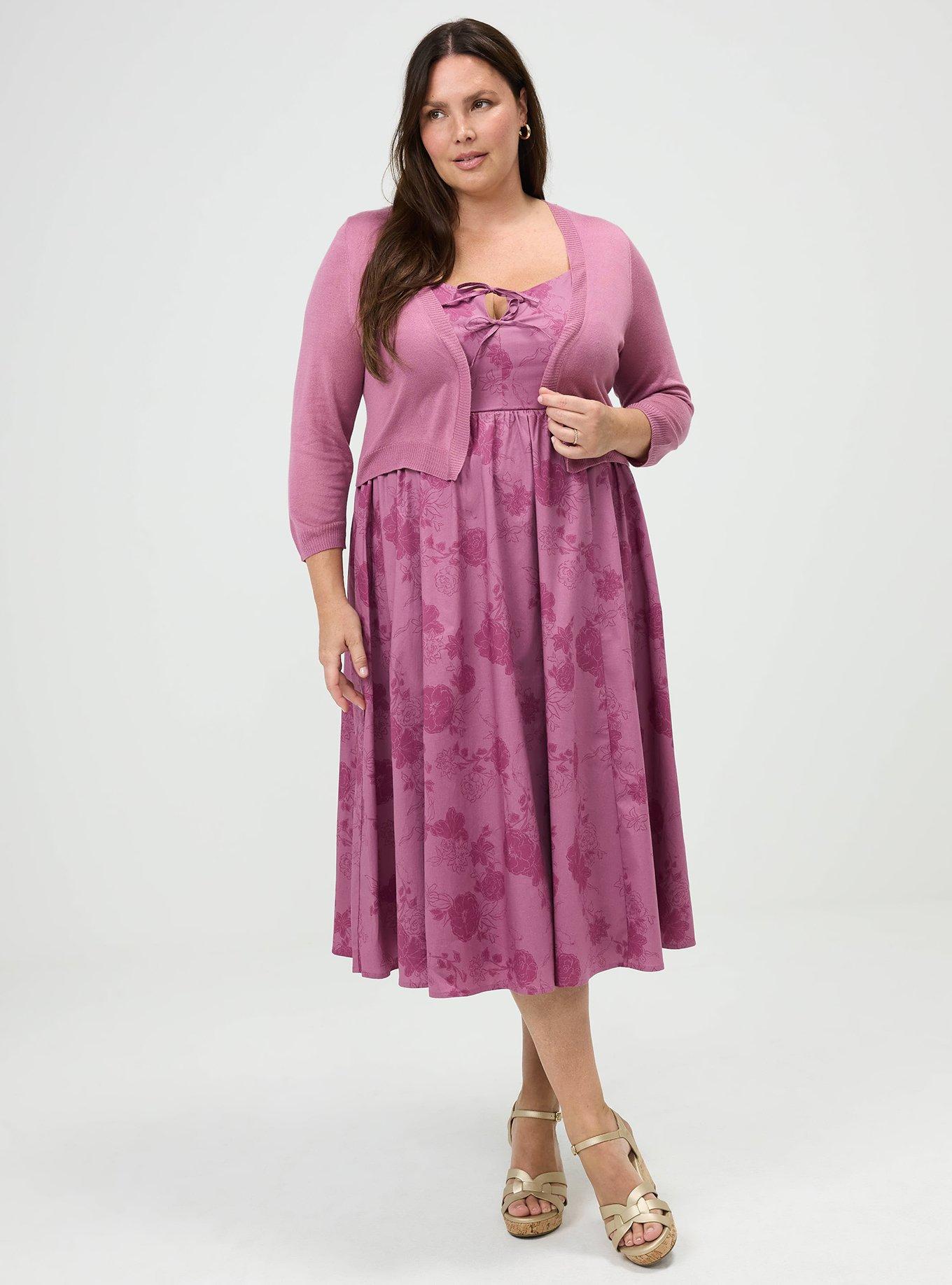 Plus Size 3/4 Sleeve Cropped Shrug, MELLOW MAUVE, alternate
