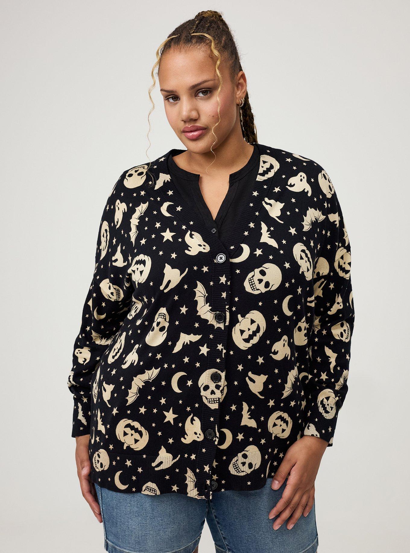 Halloween Boyfriend Cardigan, STARRY HALLOWEEN ORANGE, alternate