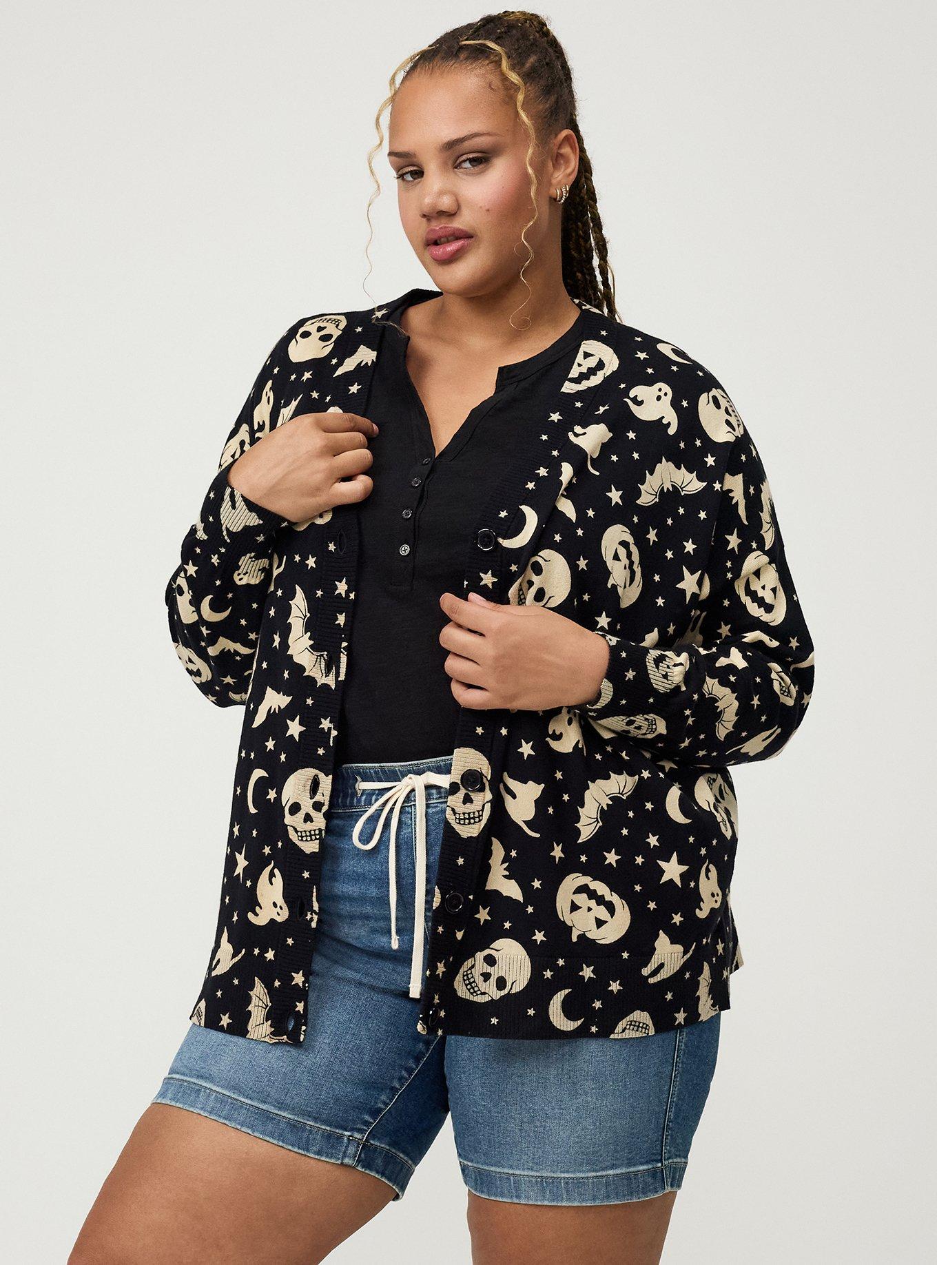 Halloween Boyfriend Cardigan, STARRY HALLOWEEN ORANGE, hi-res