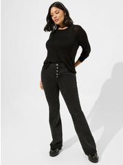 Tissue Weight Pullover Raglan Crop Sweater, DEEP BLACK, alternate