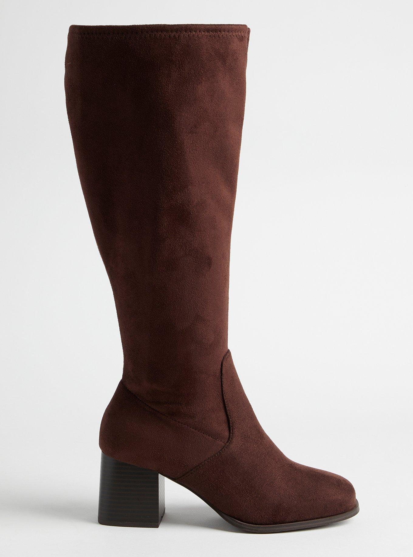 Square Toe Heel Knee Boot (WW), DARK BROWN, alternate