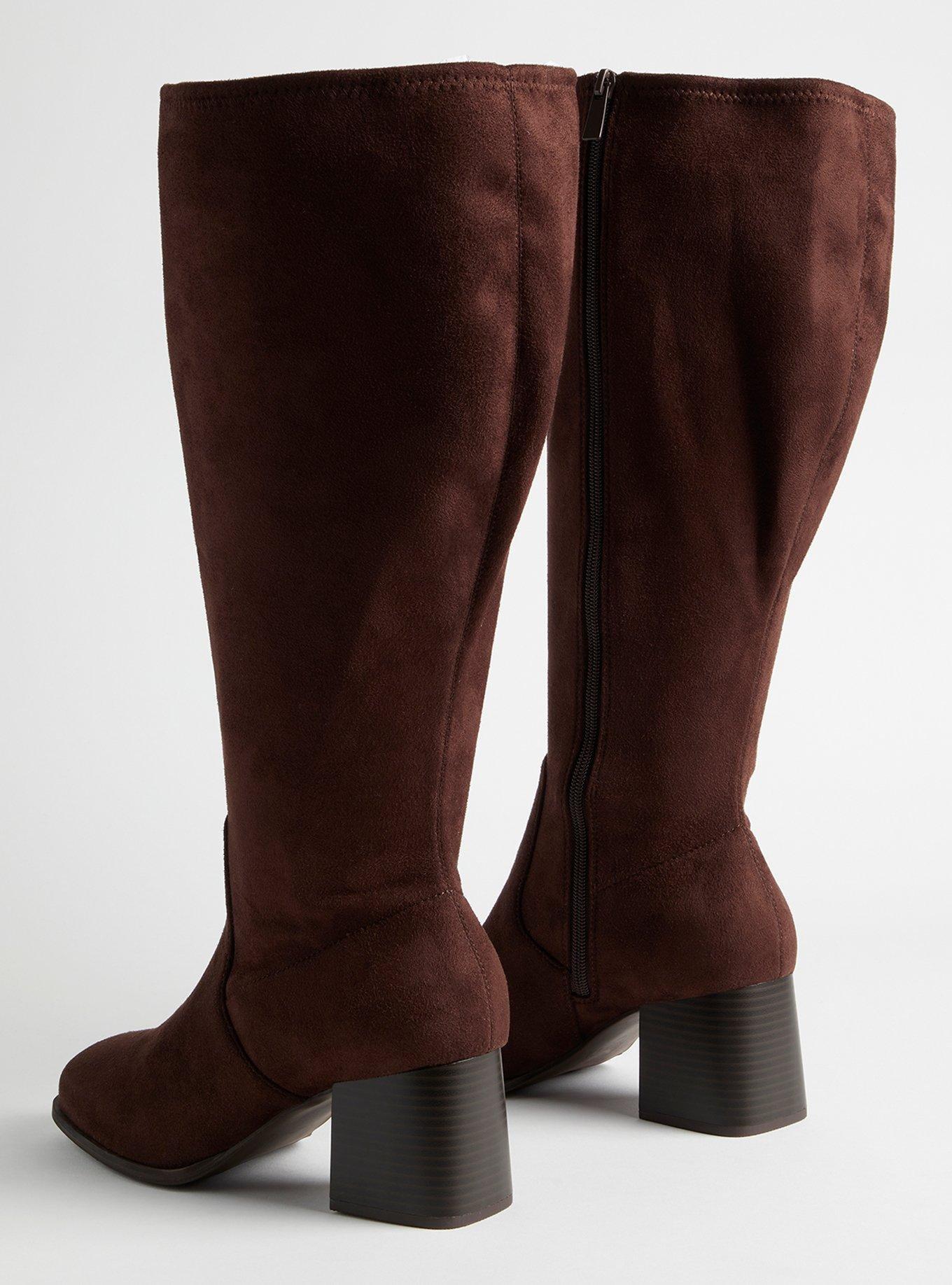 Square Toe Heel Knee Boot (WW), DARK BROWN, alternate