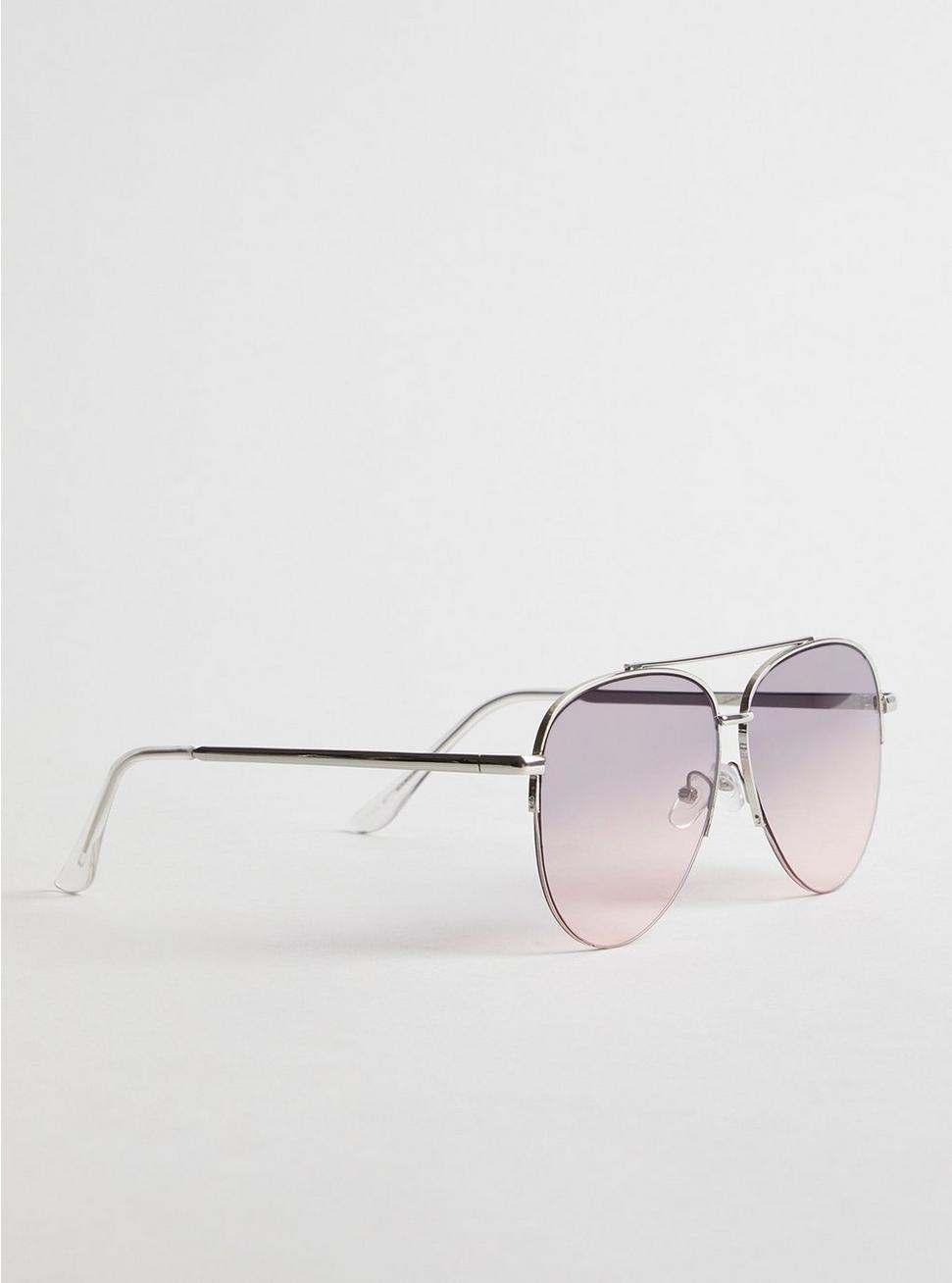 Plus Size Aviator Ombre Lens Sunglasses, , alternate