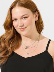Plus Size Hammered Layered Bar Necklace, , alternate