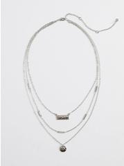 Plus Size Hammered Layered Bar Necklace, , hi-res