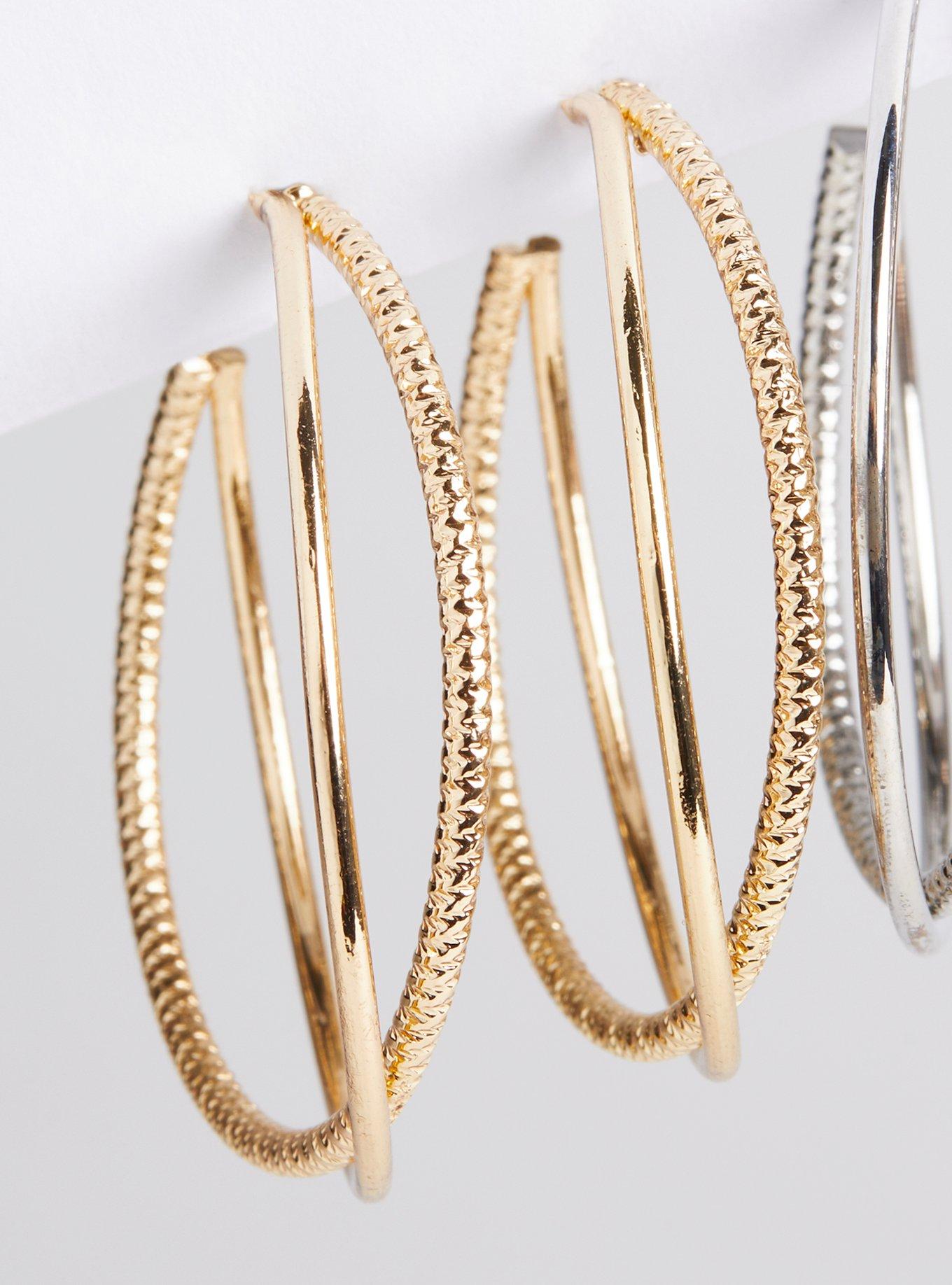 Textured Hoop Earring Set