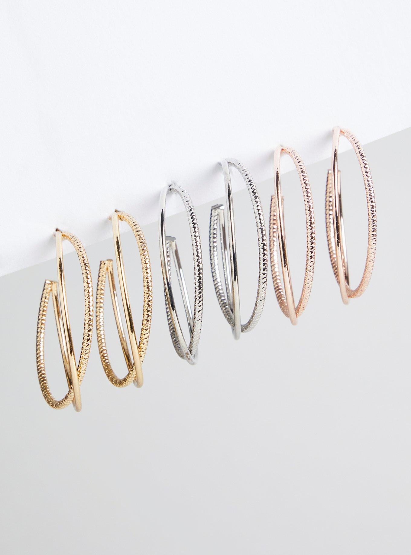 Textured Hoop Earring Set