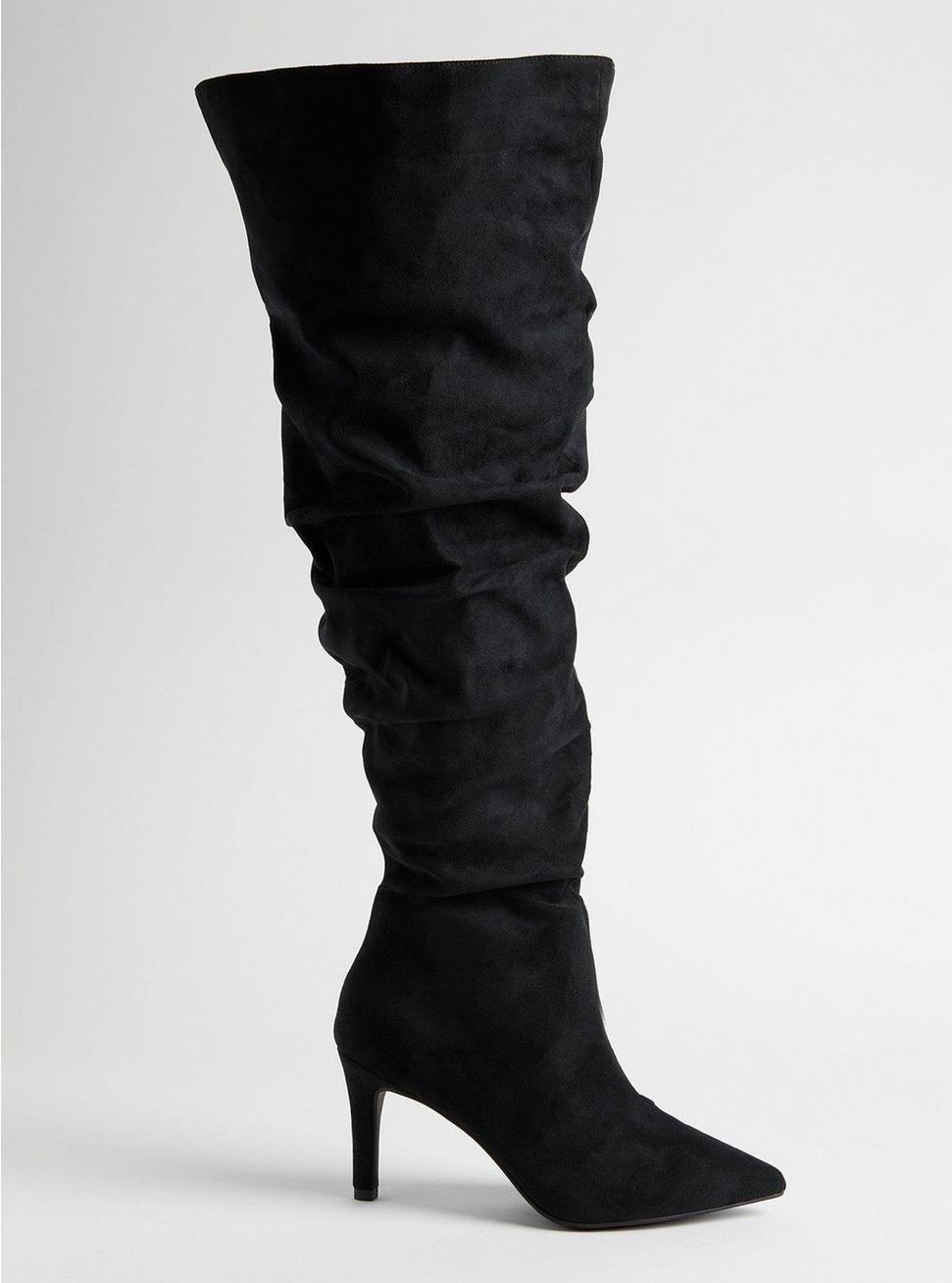 Plus Size Over-The-Knee Stiletto Slouch Boot (WW), BLACK, alternate
