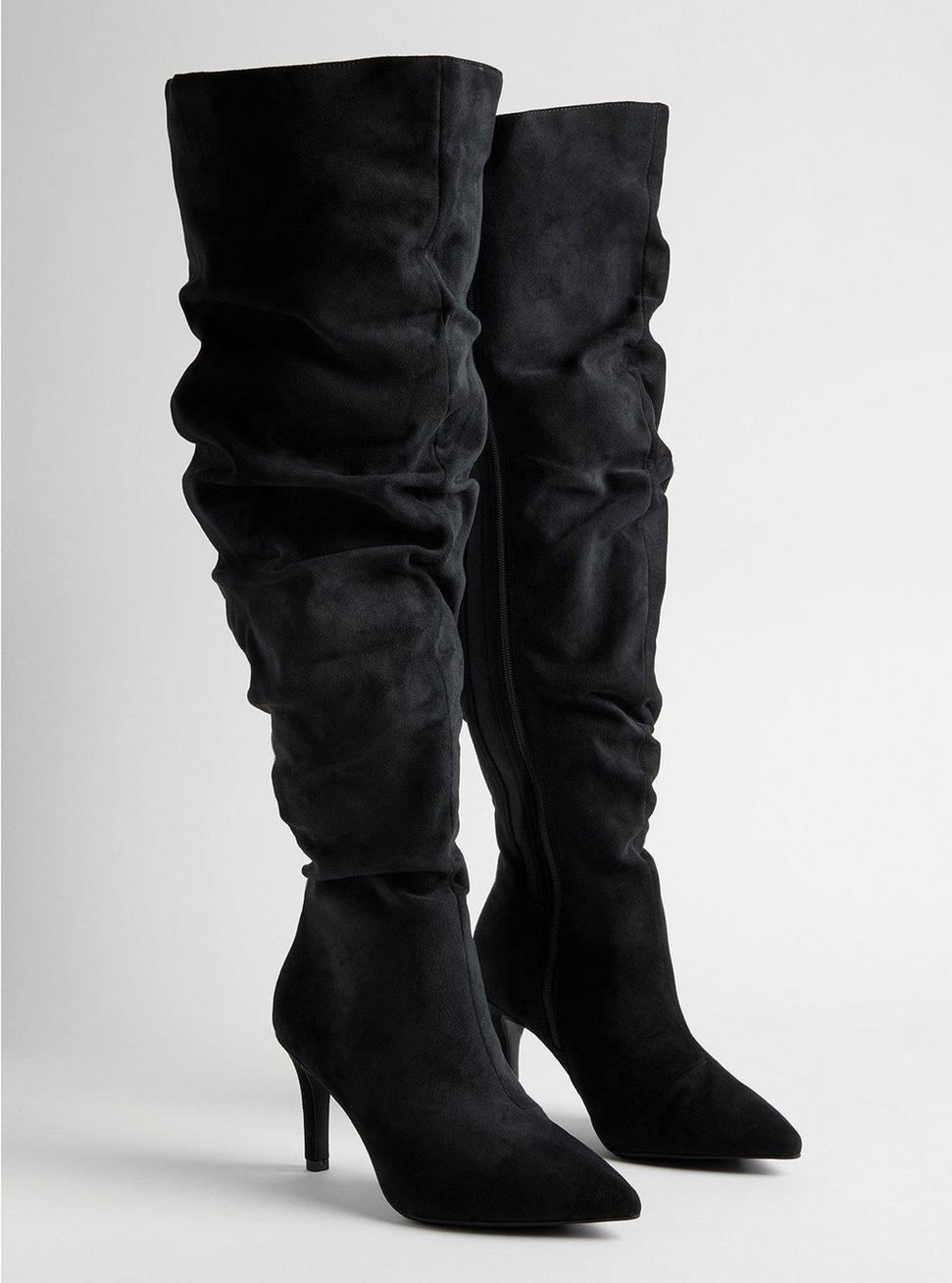 Plus Size Over-The-Knee Stiletto Slouch Boot (WW), BLACK, hi-res